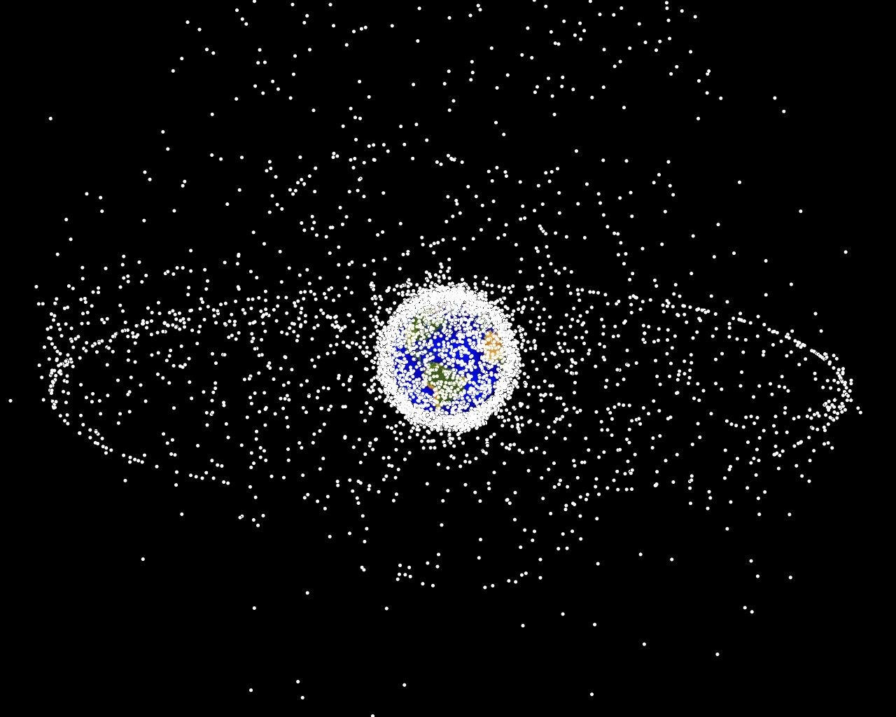 Image of space debris around Earth