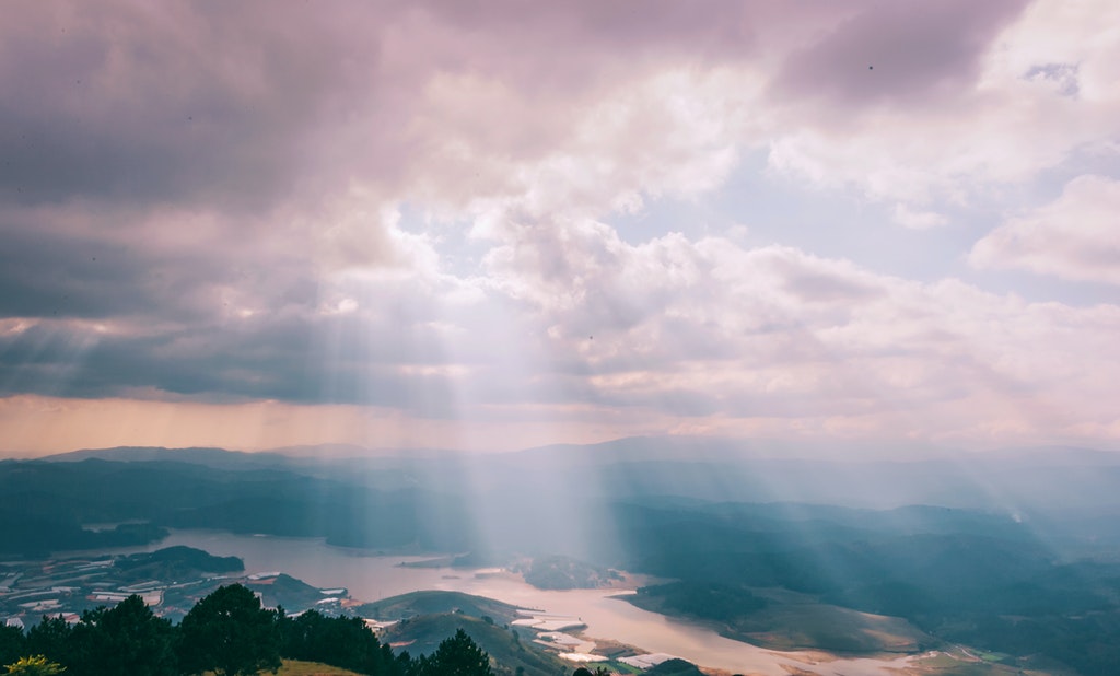 Photo of mountains With Crepuscular Ray