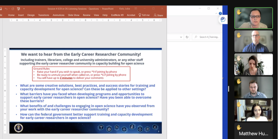 Early career researcher community listening session on open science